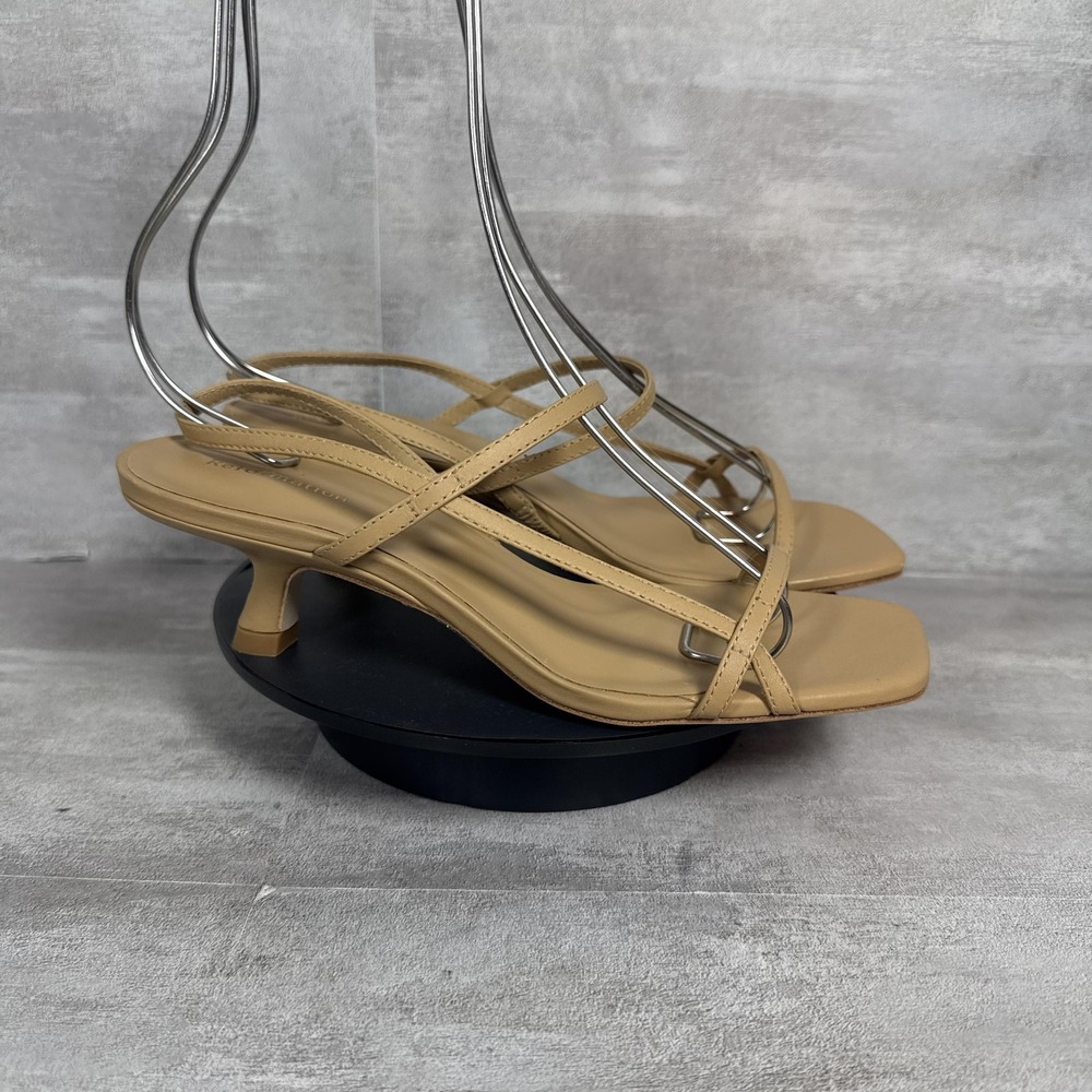 Reformation Sandals Womens Size 5 Tan Strappy Kitten Heel Square Toe Slingback - Picture 1 of 10